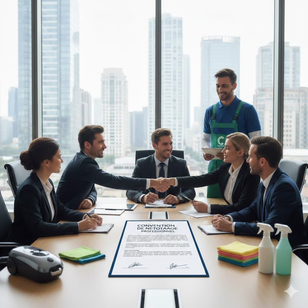 Convention de nettoyage professionnel pour entreprises et locaux commerciaux en Tunisie