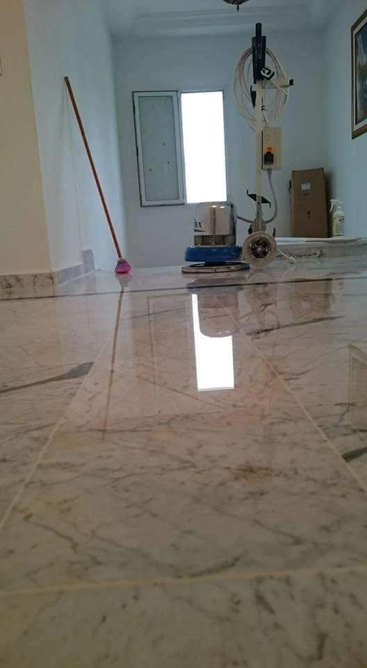 Cristallisation Sol Marbre méthode Laine d'inox et cristallisant